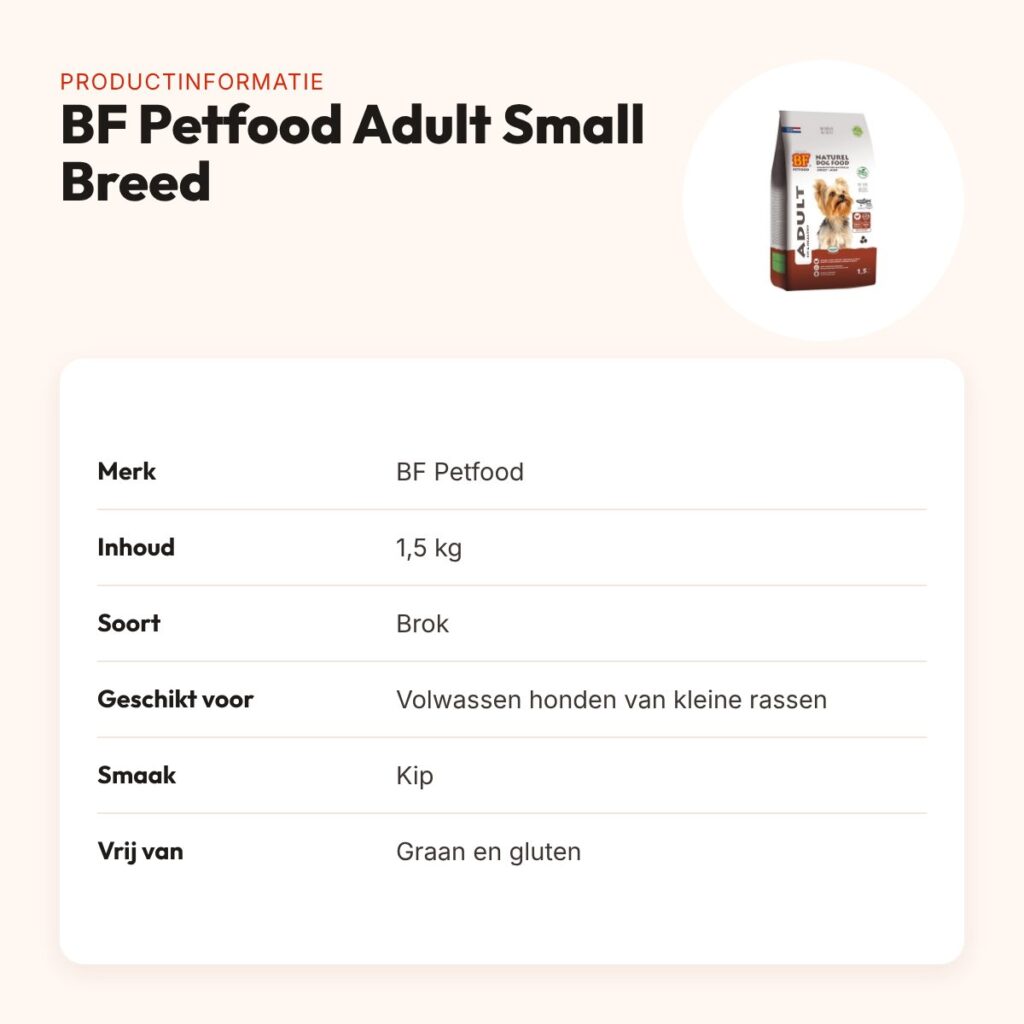 BF Petfood hondenvoer Adult Small Breed 1,5 kg – kip, graanvrij – productinformatie