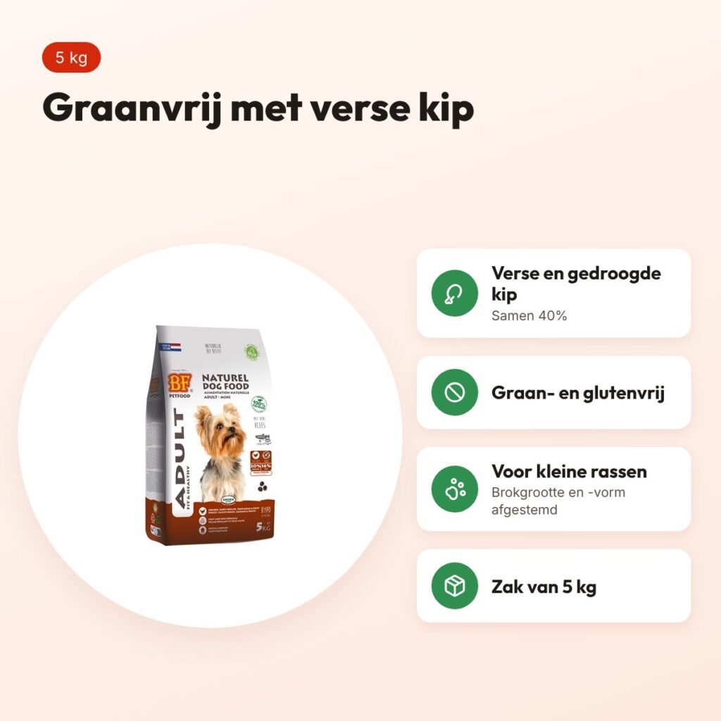 BF Petfood hondenvoer Adult Small Breed 5 kg – kip, graanvrij – voordelen