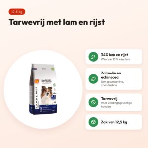 BF Petfood hondenvoer lam en rijst 12,5 kg – tarwevrij – voordelen