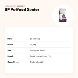 BF Petfood hondenvoer Senior 12,5 kg – rund, gevogelte en rijst – productinformatie