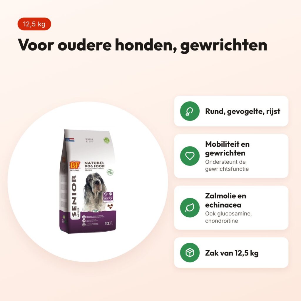 BF Petfood hondenvoer Senior 12,5 kg – rund, gevogelte en rijst – voordelen