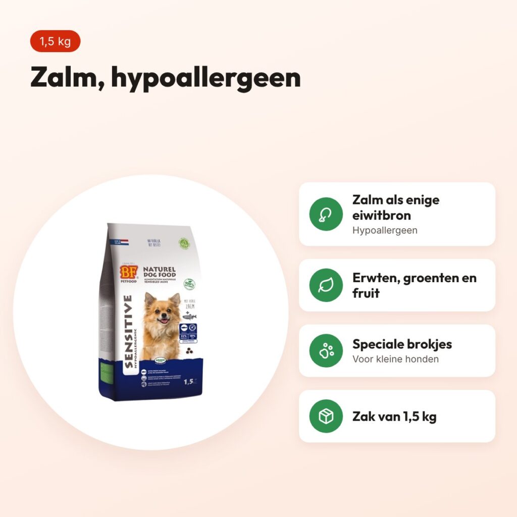 BF Petfood hondenvoer Sensitive Small Breed 1,5 kg – zalm, hypoallergeen – voordelen