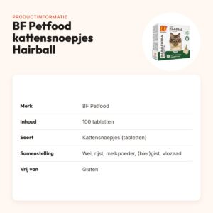 BF Petfood kattensnoepjes Hairball 100 stuks – gisttabletten, glutenvrij – productinformatie