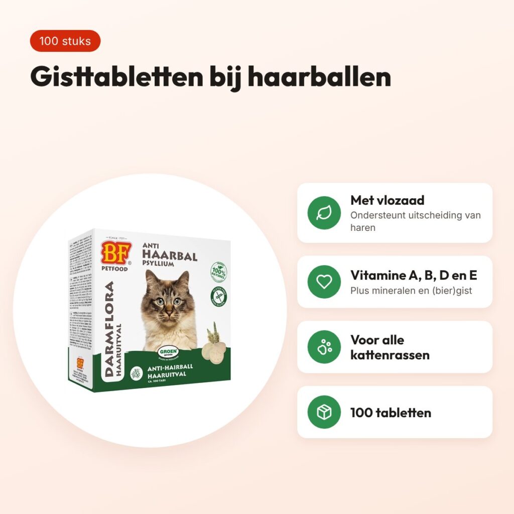 BF Petfood kattensnoepjes Hairball 100 stuks – gisttabletten, glutenvrij – voordelen