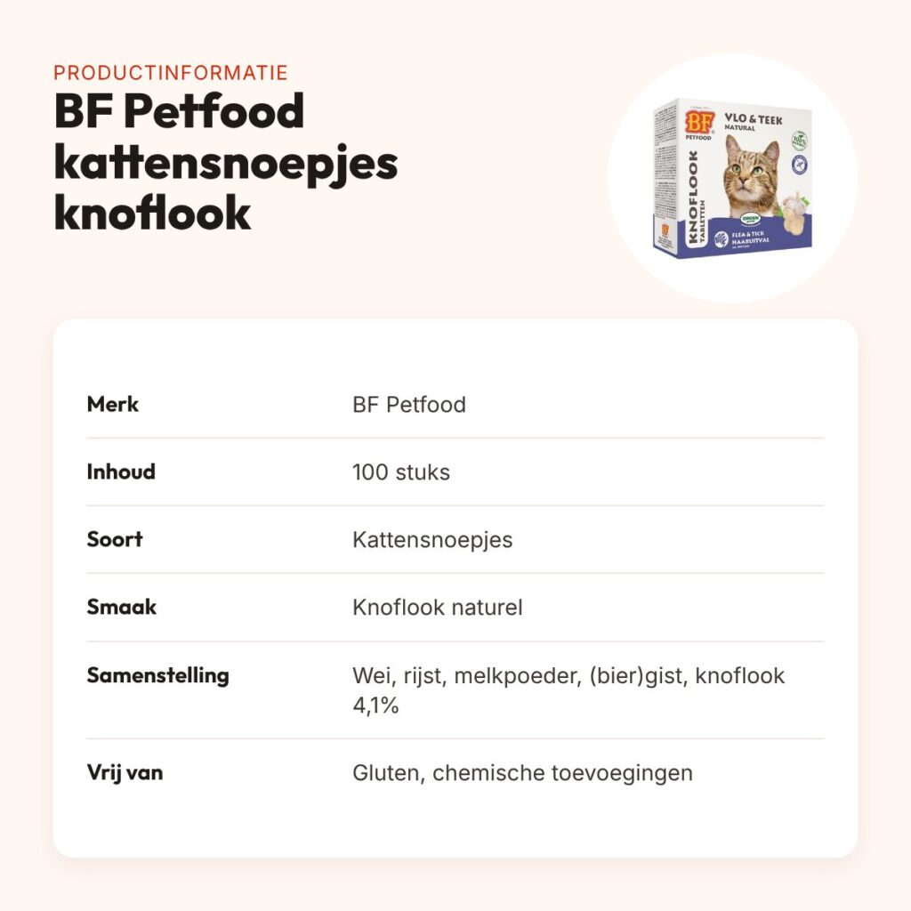 BF Petfood kattensnoepjes knoflook naturel 100 stuks – glutenvrij – productinformatie