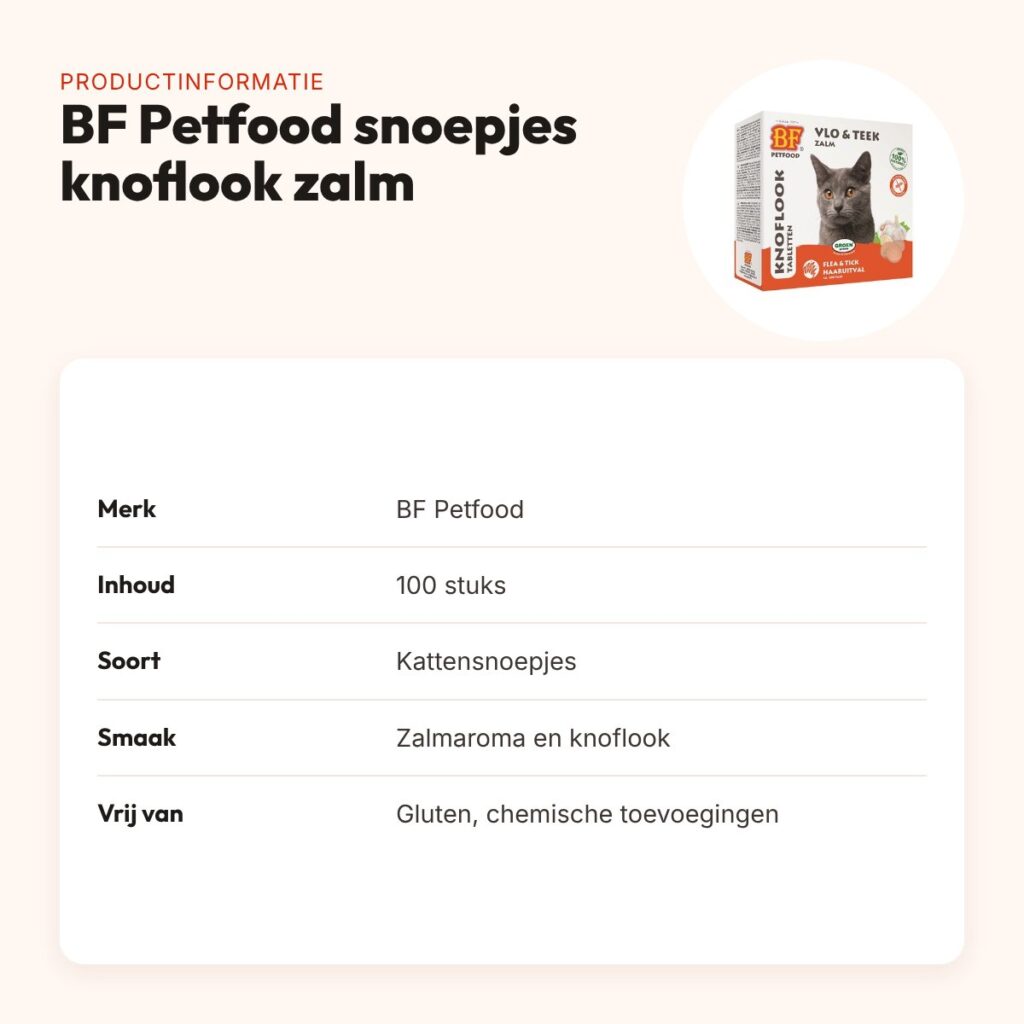 BF Petfood kattensnoepjes knoflook zalm 100 stuks – glutenvrij – productinformatie
