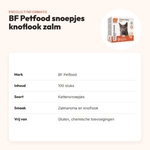 BF Petfood kattensnoepjes knoflook zalm 100 stuks – glutenvrij – productinformatie