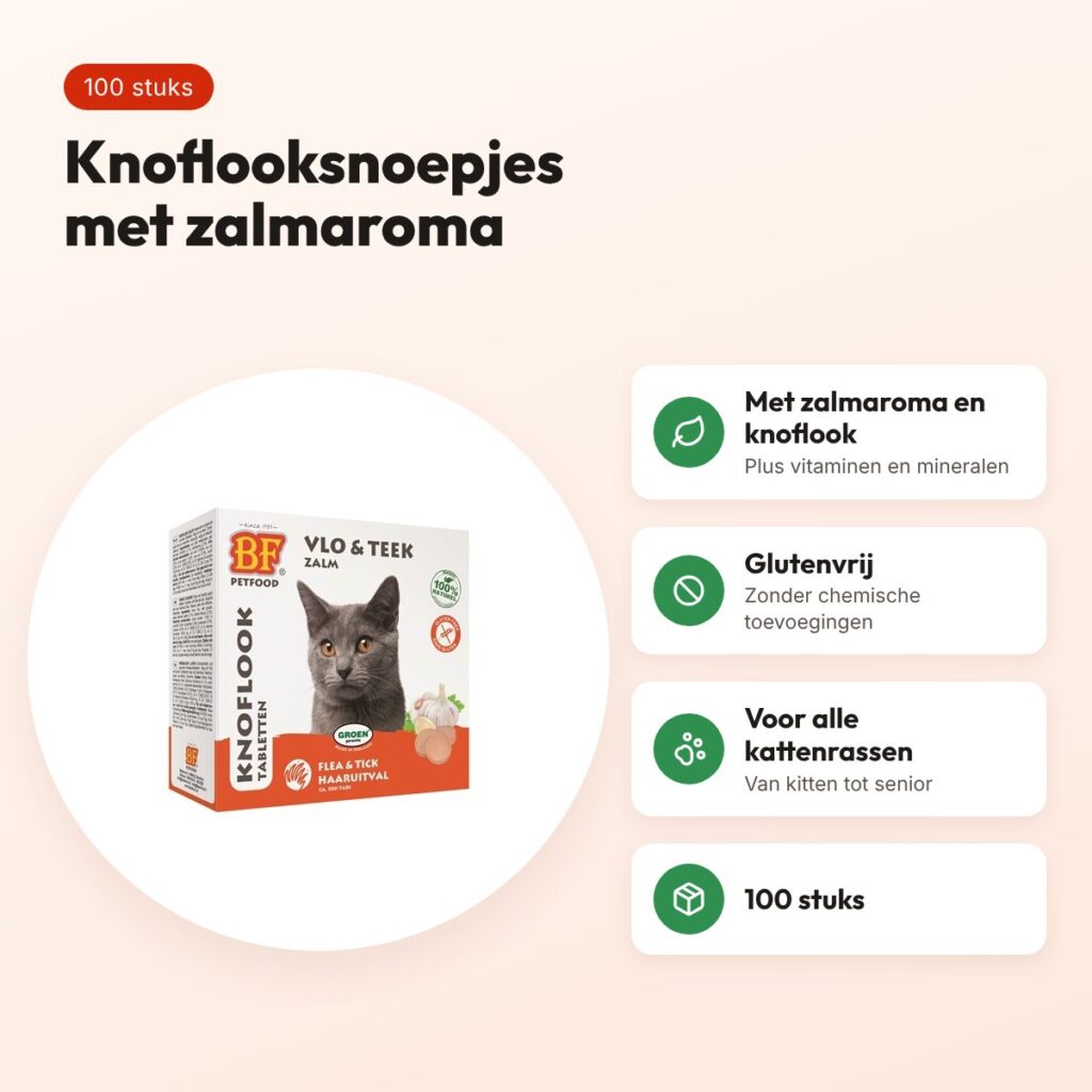 BF Petfood kattensnoepjes knoflook zalm 100 stuks – glutenvrij – voordelen