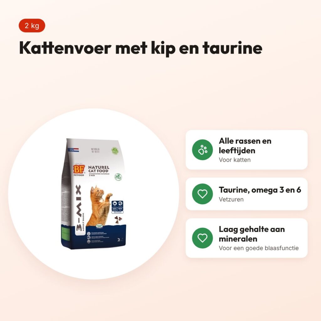 BF Petfood kattenvoer 3-Mix 2 kg – kip en taurine – voordelen