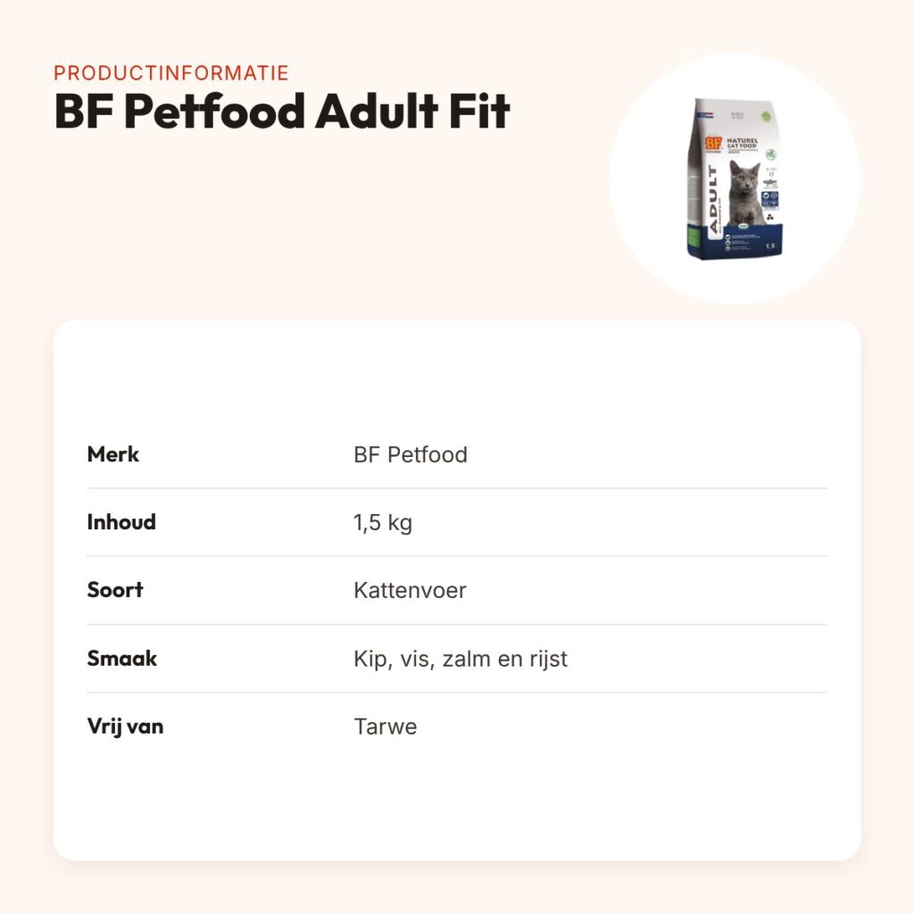 BF Petfood kattenvoer Adult Fit 1,5 kg – tarwevrij – productinformatie