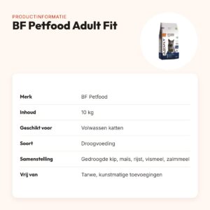 BF Petfood kattenvoer Adult Fit 10 kg – tarwevrij – productinformatie