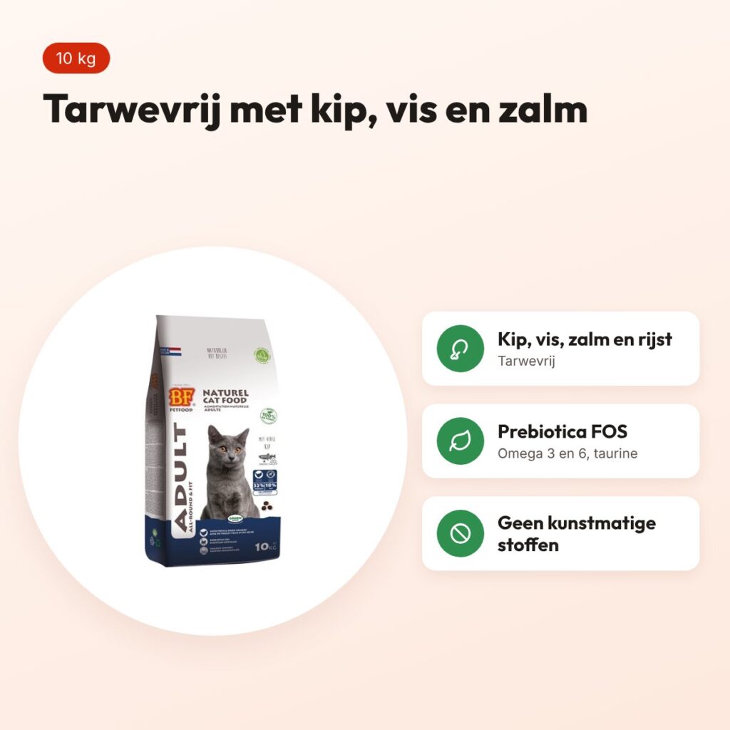 BF Petfood kattenvoer Adult Fit 10 kg – tarwevrij – voordelen