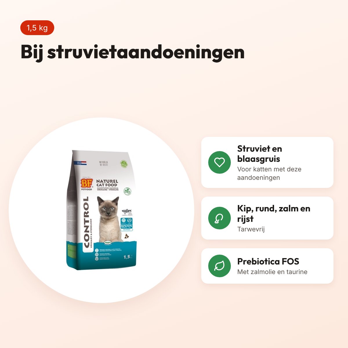 BF Petfood kattenvoer Cat Control Urinary & Sterilised 1,5 kg – voordelen