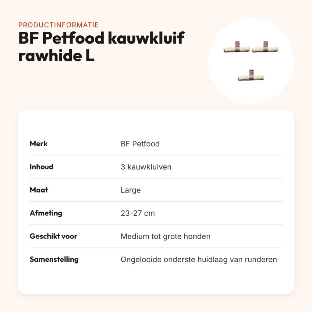 BF Petfood kauwkluif rawhide Large 23-27 cm – multipack 3 stuks – productinformatie