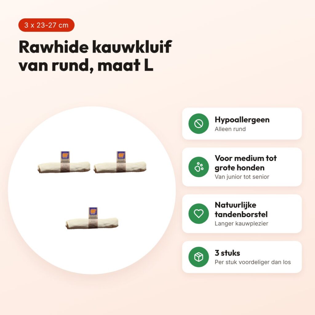 BF Petfood kauwkluif rawhide Large 23-27 cm – multipack 3 stuks – voordelen