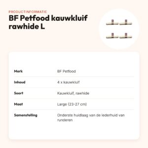 BF Petfood kauwkluif rawhide Large 23-27 cm – multipack 4 stuks – productinformatie