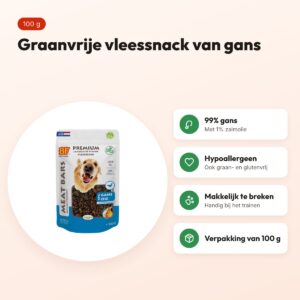BF Petfood Meat Bars gans 100 g – graanvrije vleessnack voor honden – voordelen