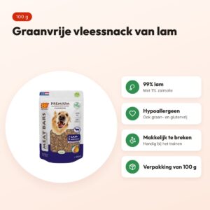 BF Petfood Meat Bars lam 100 g – graanvrije vleessnack voor honden – voordelen
