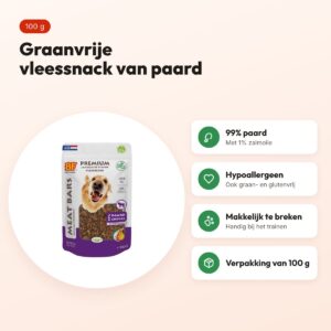 BF Petfood Meat Bars paard 100 g – graanvrije vleessnack voor honden – voordelen