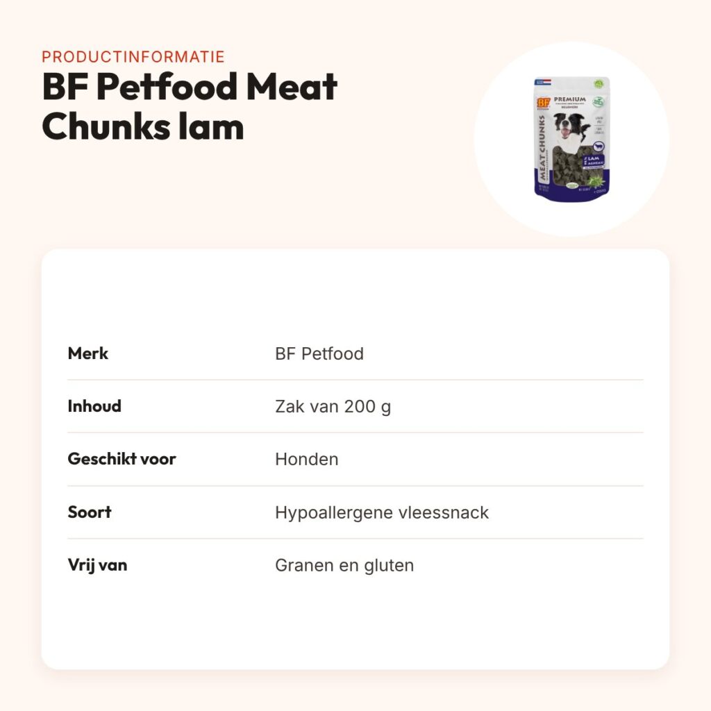 BF Petfood Meat Chunks lam 200 g – hypoallergene hondensnack – productinformatie