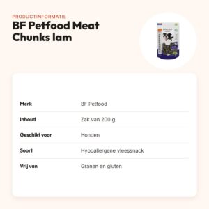 BF Petfood Meat Chunks lam 200 g – hypoallergene hondensnack – productinformatie