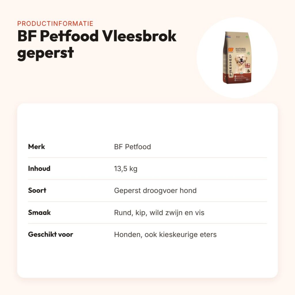 BF Petfood Vleesbrok geperst hondenvoer 13,5 kg – koudgeperst – productinformatie