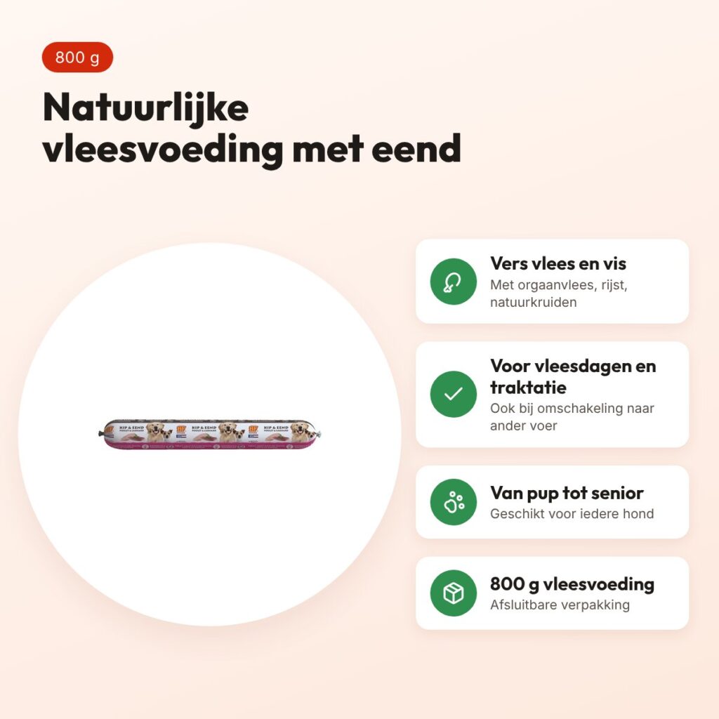 BF Petfood vleesvoeding eend 800 g – natuurlijke hondenvoeding – voordelen