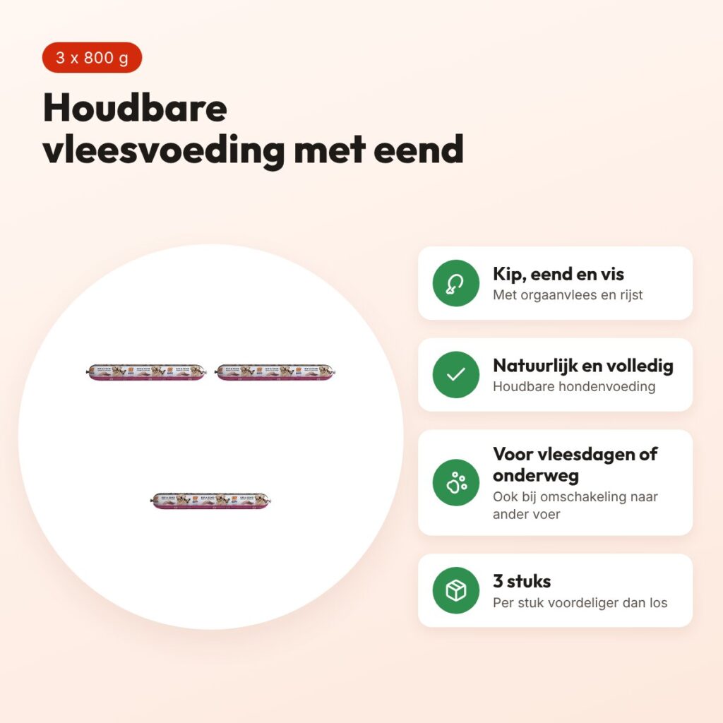 BF Petfood vleesvoeding eend houdbaar hondenvoer 800 g – multipack 3 stuks – voordelen