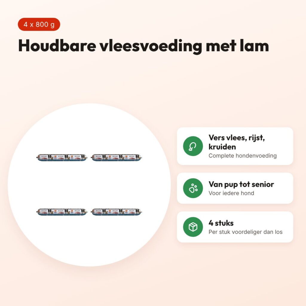 BF Petfood vleesvoeding hond lam 800 g – multipack 4 stuks – voordelen
