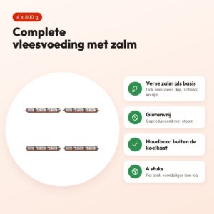 BF Petfood vleesvoeding hond zalm 800 g – glutenvrij, multipack 4 stuks – voordelen
