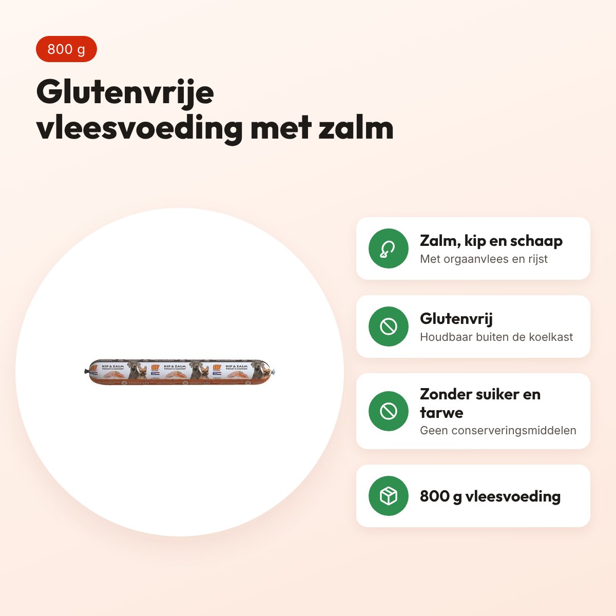 BF Petfood vleesvoeding zalm 800 g – glutenvrij – voordelen