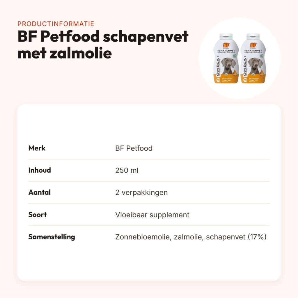 BF Petfood vloeibaar schapenvet met zalmolie 250 ml – multipack 2 stuks – productinformatie