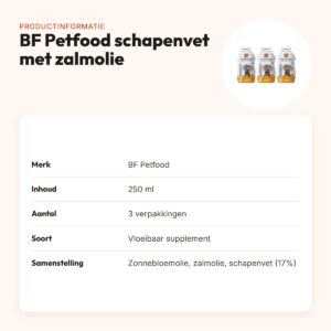 BF Petfood vloeibaar schapenvet met zalmolie 250 ml – multipack 3 stuks – productinformatie