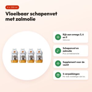BF Petfood vloeibaar schapenvet met zalmolie 250 ml – multipack 4 stuks – voordelen