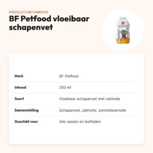 BF Petfood vloeibaar schapenvet met zalmolie 250 ml – voor honden – productinformatie