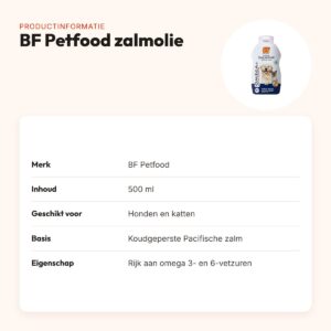 BF Petfood zalmolie 500 ml – koudgeperst, voor hond en kat – productinformatie
