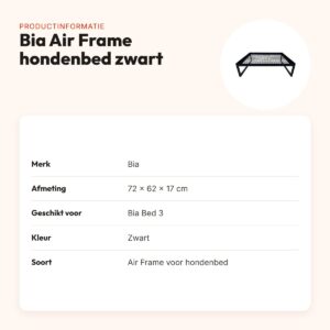 Bia Air Frame hondenbed zwart 72 x 62 x 17 cm – voor Bia Bed 3 – productinformatie