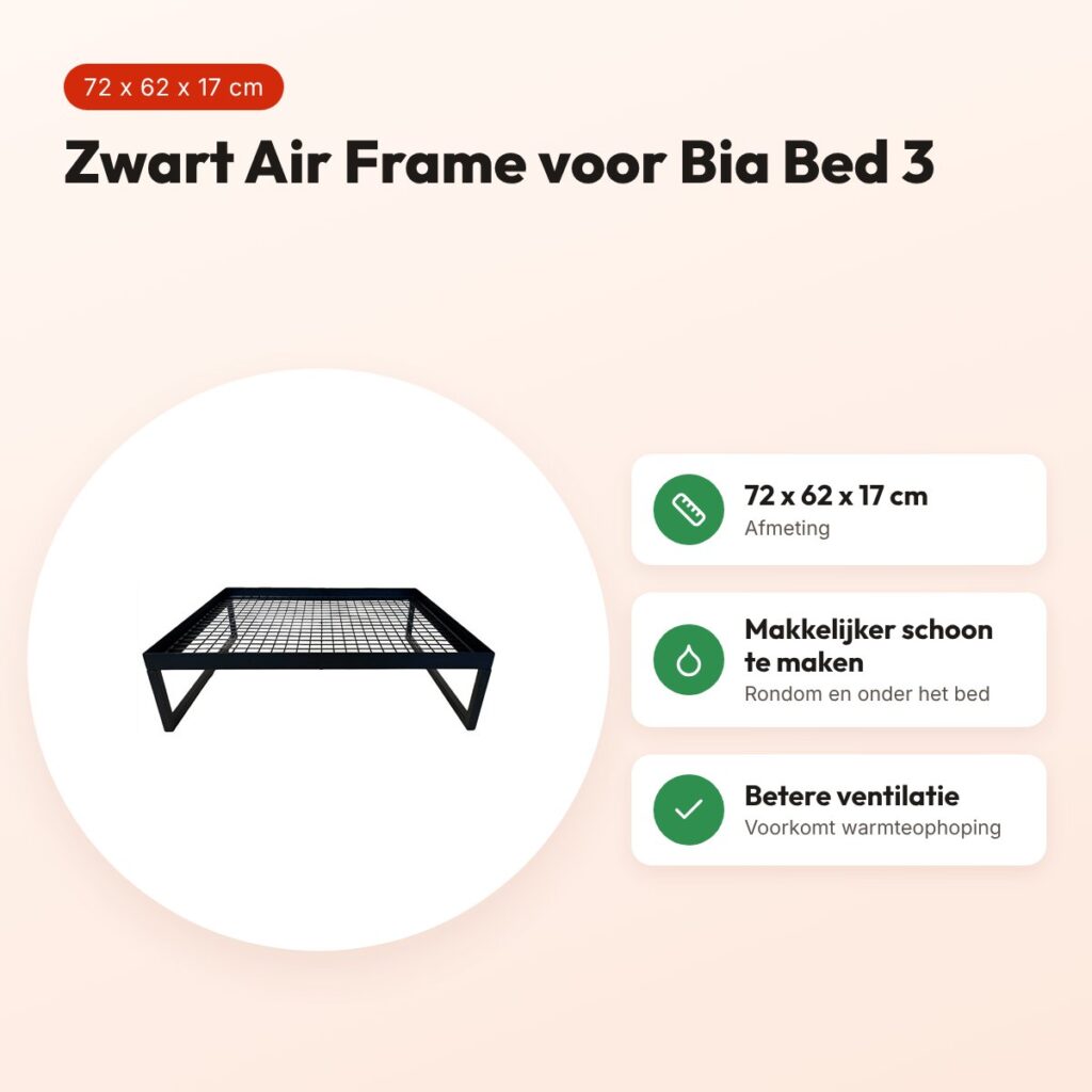 Bia Air Frame hondenbed zwart 72 x 62 x 17 cm – voor Bia Bed 3 – voordelen