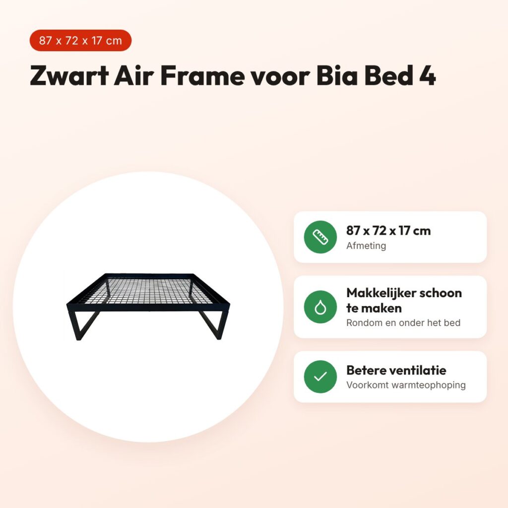 Bia Air Frame hondenbed zwart 87 x 72 x 17 cm – voor Bia Bed 4 – voordelen