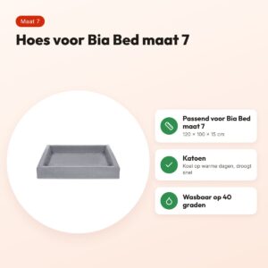 Bia Bed cotton hoes grijs maat 7 (Bia-7) 120 x 100 x 15 cm – katoen – voordelen