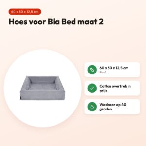 Bia Bed cotton hoes hondenmand grijs 60 x 50 x 12,5 cm – maat 2 – voordelen