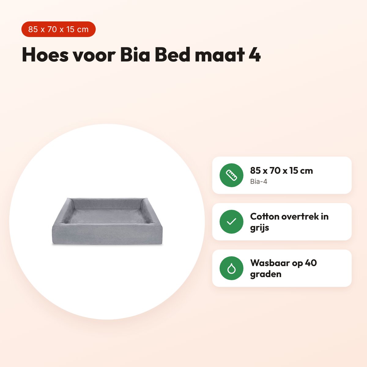 Bia Bed cotton hoes hondenmand grijs 85 x 70 x 15 cm – maat 4 – voordelen