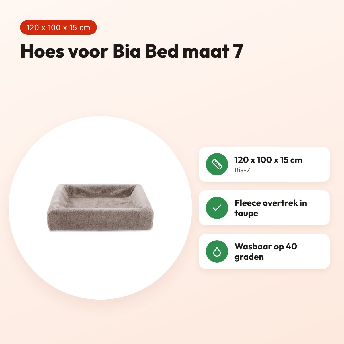 Bia Bed fleece hoes hondenmand taupe 120 x 100 x 15 cm – maat 7 – voordelen