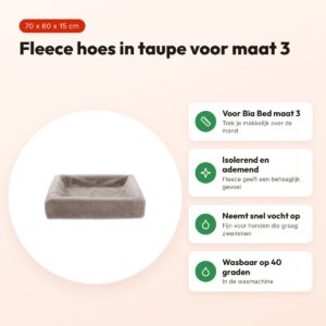 Bia Bed fleece hoes hondenmand taupe 70 x 60 x 15 cm – maat 3 – voordelen