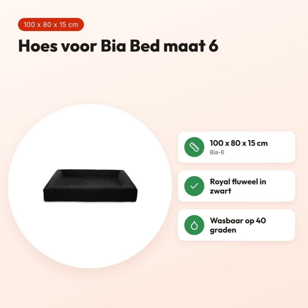 Bia Bed fluwelen hoes hondenmand zwart 100 x 80 x 15 cm – maat 6 – voordelen