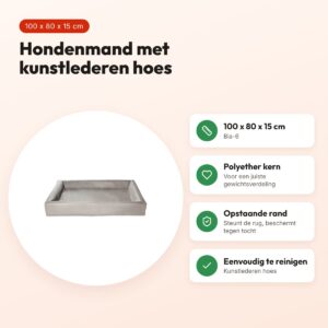 Bia Bed hondenmand taupe 100 x 80 x 15 cm – opstaande rand, maat 6 – voordelen
