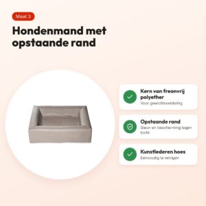 Bia Bed hondenmand taupe maat 3 (Bia-3) 70 x 60 x 15 cm – opstaande rand – voordelen
