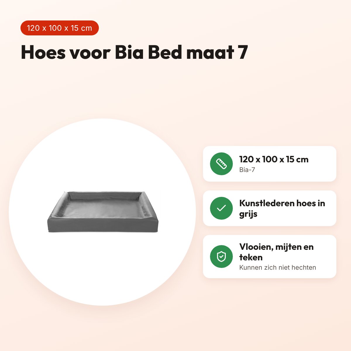 Bia Bed kunstleren hoes hondenmand grijs 120 x 100 x 15 cm – maat 7 – voordelen