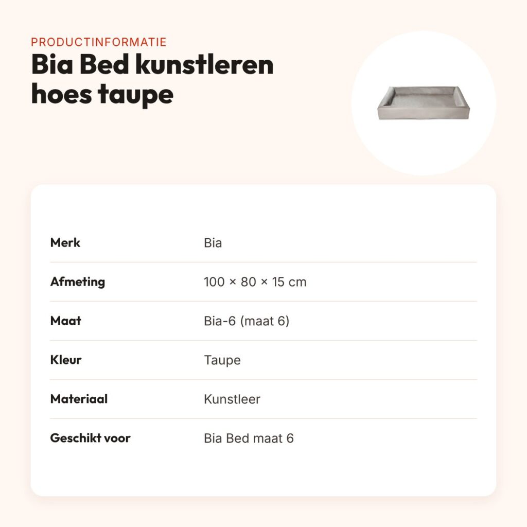 Bia Bed kunstleren hoes hondenmand taupe 100 x 80 x 15 cm – maat 6 – productinformatie