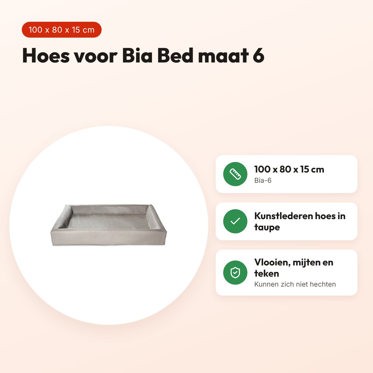 Bia Bed kunstleren hoes hondenmand taupe 100 x 80 x 15 cm – maat 6 – voordelen